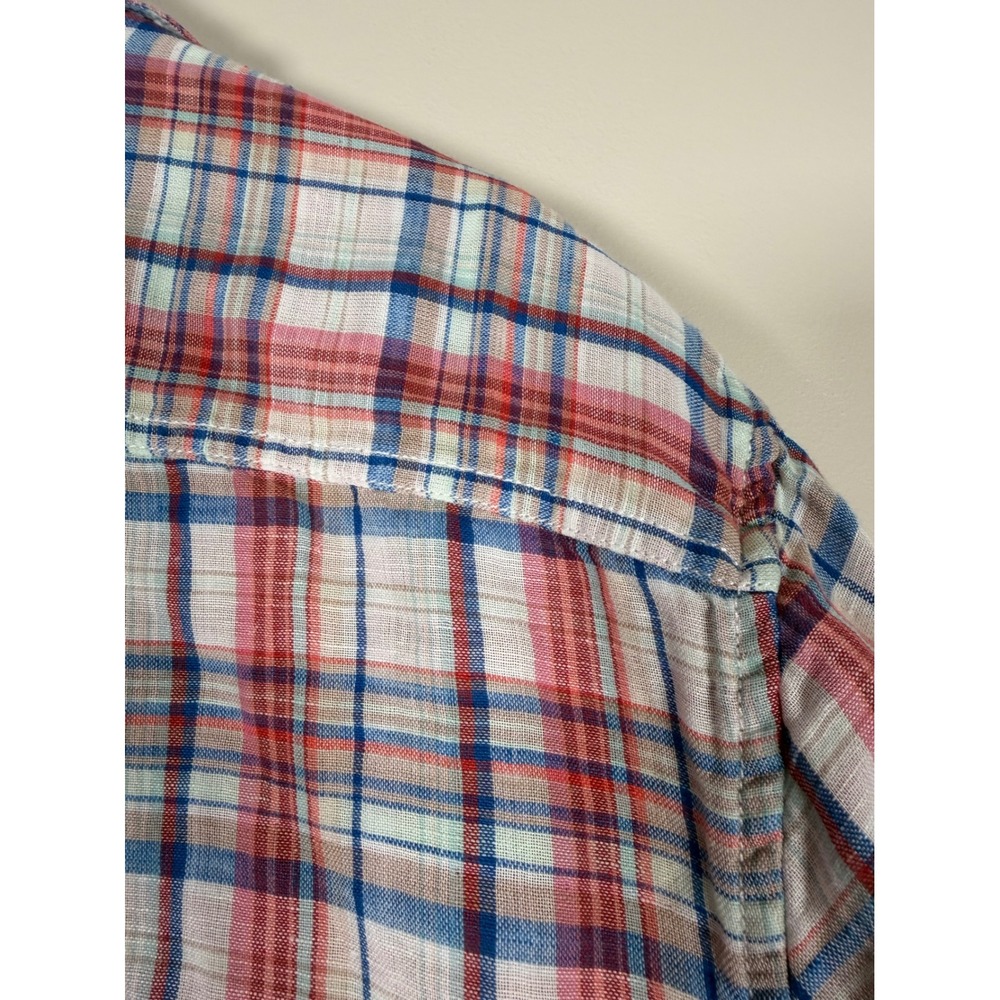 Tommy Bahama Mens Short Sleeve Plaid Button Down Shirt Red Blue White XL - Picture 3 of 10